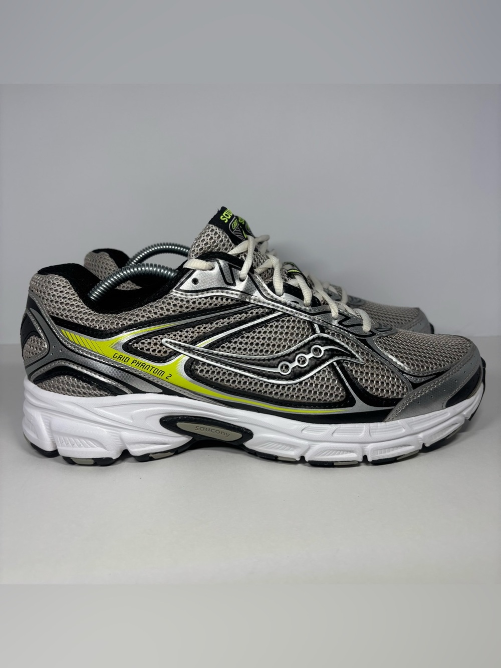 Saucony Men's Grid Phantom 2 Running Shoes Silver/Citron Yellow - Size 10.5